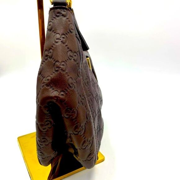 Auth Gucci Brown Guccisima Leather Abbey D Ring Shoulder Bag Preloved Purse - Picture 8 of 16